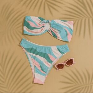 SHEIN Pastel Strapless Bikini Set